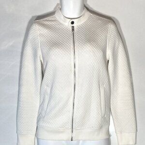 H&M SZ XS  Ivory quilted zip front sweatshirt jacket street style comfy essentia